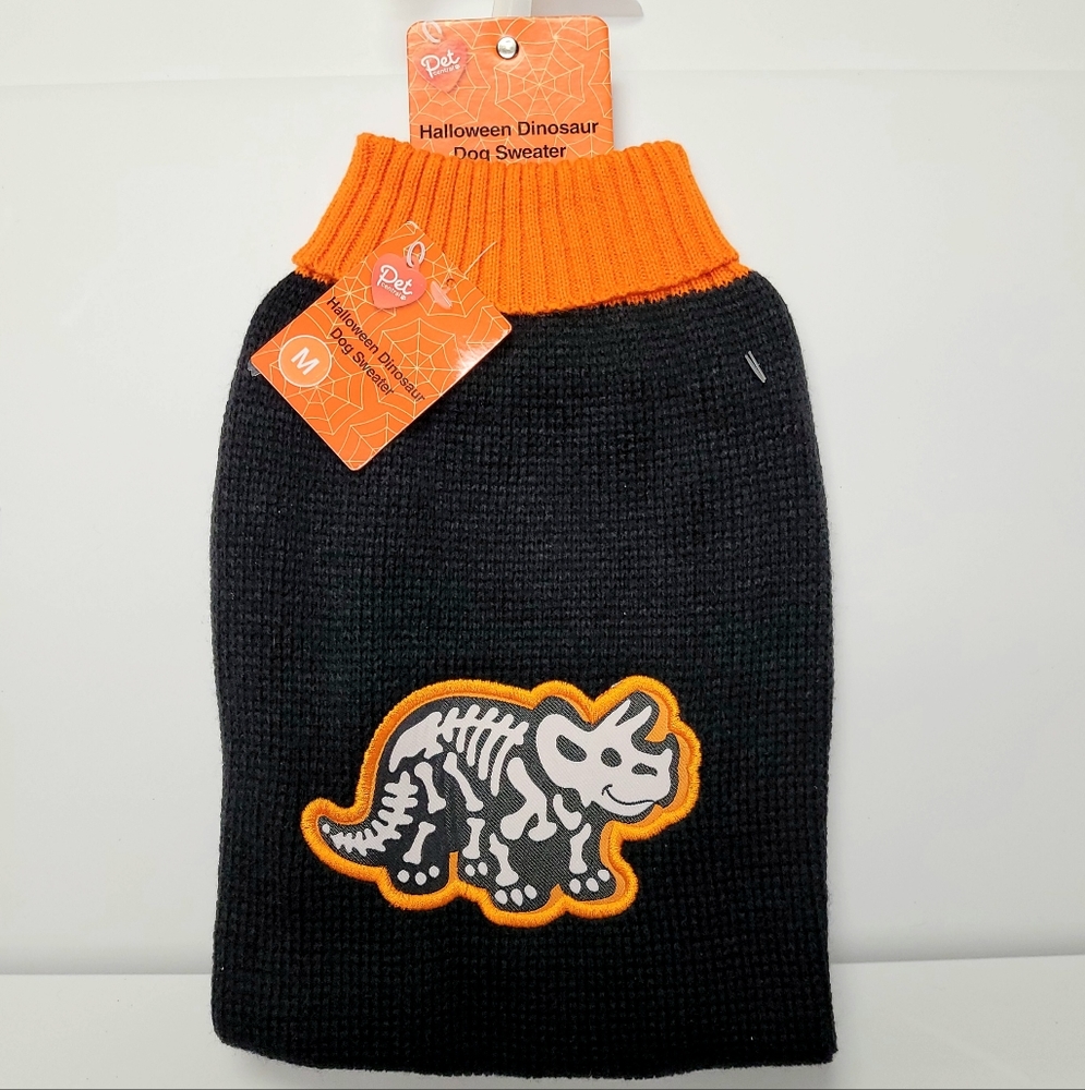 Pet Sweater With Triceratops Dinosaur Skeleton Halloween Dog Sweater